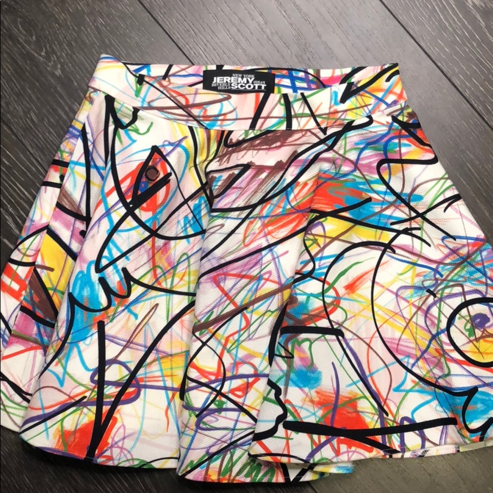 Jermey Scott Couture Graffiti Print Skater Skirt